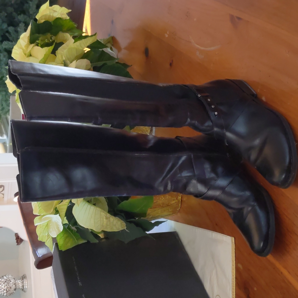 Black leather boots